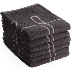 DoubleDry Luxe Keukenhanddoeken Set - 6 Stuks - 50x50 cm - 100% Katoen - Hoge Absorptie & Duurzaam - Hip Bestek, Grijs