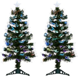 Krist+ Kunstkerstbomen met verlichting - 2x stuks - H90 cm - LED - Kunstkerstboom