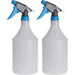 2x Waterspray plantensproeier grijs/blauw 1 liter - Plantenspuiten