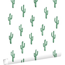 ESTAhome behang kleine woestijn cactussen smaragdgroen - 53 cm x 10,05 m - 138900