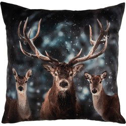 Clayre & Eef Kussenhoes Grijs Polyester Hert