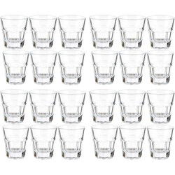 Vivalto shotglaasjes - 24x - glas - transparant - 40 ml - Shotglazen