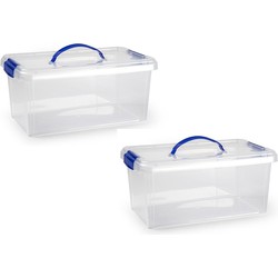 2x stuks opslagbak/organizer met deksel 10 liter transparant - Opbergbox