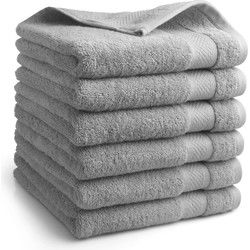 DoubleDry Hotel Handdoeken 50 x 100 cm – Set van 6 – 100% Katoen 500 g/m2 – Zacht & Absorberend - Lichtgrijs