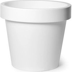 Mega Collections Plantenpot/bloempot - kunststof - wit - D40 cm - Plantenpotten
