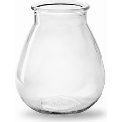Bloemenvaas druppel vorm - helder/transparant glas - 17 x 14 cm - Vazen