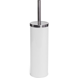 MSV Toiletborstel in houder/wc-borstel - metaal - ivoor wit - 38 cm - Toiletborstels