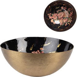 Clayre & Eef Decoratie schaal 21x20x8 cm Goudkleurig Zwart Metaal Bloemen
