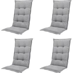 Madison -  Tuinstoelkussen Hoge Rug Napels grey - Ca. 123x50 cm - Set van 4