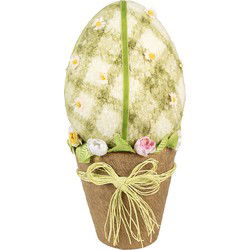 Clayre & Eef Decoratie Beeld Ei Groen Textiel
