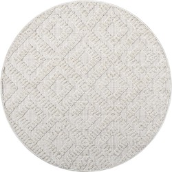 Clasico Vloerkleed Woonkamer Laagpolig Beige Tapijt- 160 CM ROND