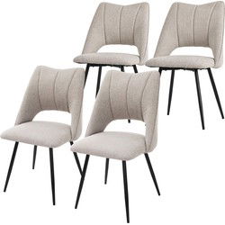 Eetkamerstoel set van 4 Beige gestoffeerd incl. montagemateriaal Gestoffeerde stoel Keukenstoel ML design