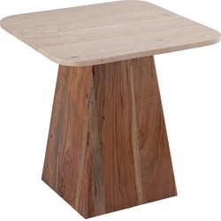 PTMD Bronson Bijzettafel - 51x51x51 cm - Hout - Creme