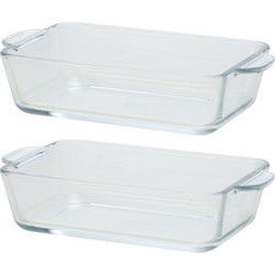 Rechthoekige glazen kleine ovenschaal - 1x - 500 ml - 16 x 11 x 4,5 cm - Ovenschalen