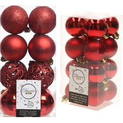 Kerstversiering kunststof kerstballen rood 4-6 cm pakket van 32x stuks - Kerstbal