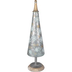 Clayre & Eef Kerstdecoratie Beeld Kerstboom 47 cm Grijs Goudkleurig Ijzer Decoratie Kerst