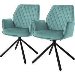 Eetkamerstoel set van 2 draaibaar met rugleuning en armleuningen Sage keukenstoel met microvezel fluwelen hoes ML design