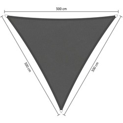 Compleet pakket: Shadow Comfort waterafstotend, driehoek 3x3x3m Warm Grey met bevestigingsset en buitendoekreiniger