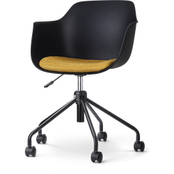Nout-Liz bureaustoel zwart met okergeel zitkussen - zwart onderstel