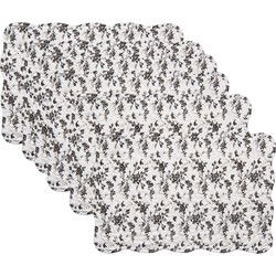 Clayre & Eef Placemats Set van 6 Wit Polyester Bloemen