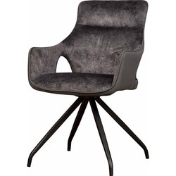 SIDD Nola swivel armchair - Grey velvet 8196-21 / fabric 7501-11