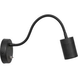 Mexlite - wandlamp - Upround - zwart - metaal staal - bedlampje - GU10 - 3390ZW