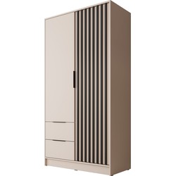 Meubella - Kledingkast Nairobi - Beige - Zwart - 105 cm