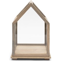Riviera Maison Vitrine Box houten frame in vorm van huis met stolp - De Saleccia glazen display box met deksel