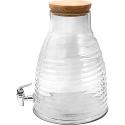 Clayre & Eef Sapkan met kraan en deksel 29*33*34 cm Transparant Glas Waterkan