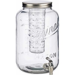 Vivalto glazen drankdispenser/limonadetap - met zilver kleur dop/tap - 8 liter - Drankdispensers