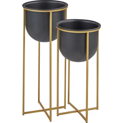 THUJA - Bloempot set van 2 - Zwart - Metaal