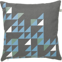 Dutch Decor ABODE - Sierkussen 45x45 cm - donkergrijs - blauw - groen - grafisch dessin - met rits - katoen