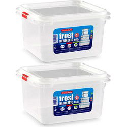 Plasticforte vershoudbakje - 4x - deksel - 17 x 18 x 10 cm - 1.6L - Vershoudbakjes