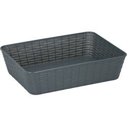 6x Grijze plastic opbergmanden rechthoekig 25 x 19 x 6 cm - Opbergmanden