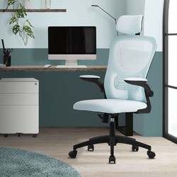 Ergonomische bureaustoel blauw netweefsel met verstelbare hoofdsteun en wielen ML design