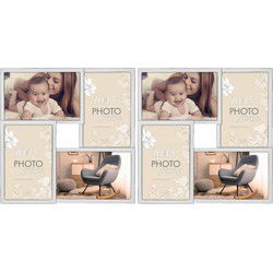 ZEP Fotolijst - 2x - metaal - zilverkleurig - 4 lijstjes - 10 x 15 cm - Fotolijsten