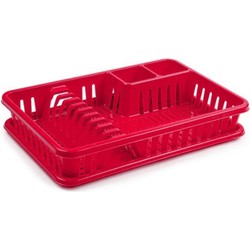 Plasticforte Afdruiprek met lekbak - 45 x 30 cm - roze - Afwassen - Afdruiprekken