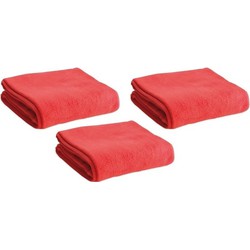3x Zachte plaids/dekentjes/kleedjes rood 120 x 150 cm - Plaids