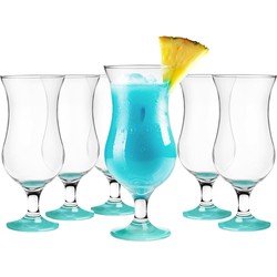 Glasmark Cocktail glazen - 6x - 420 ml - turquoise - glas - pina colada glazen - Cocktailglazen