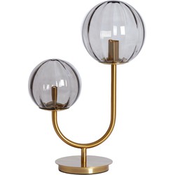 Light&living Tafellamp 2L E14 33x18x43 cm MAGDALA glas licht grijs+goud