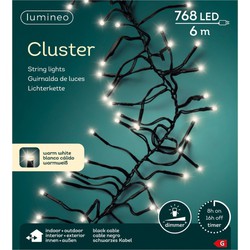 Clusterverlichting warm wit buiten 768 lampjes 600 cm inclusief timer en dimmer - Kerstverlichting kerstboom