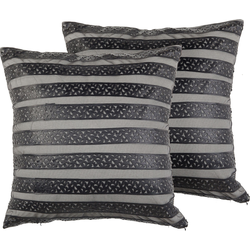 LUNARIA  - Sierkussen set van 2 - Donkergrijs - 45 x 45 cm - Polyester