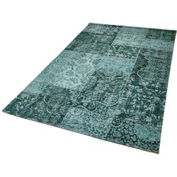 Patchwork Modern Turquoise vloerkleed -