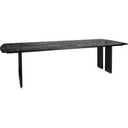 PTMD Liber Black mango wood dining table 280cm gold leg