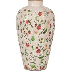 Clayre & Eef Vaas Beige Keramiek Bloemen