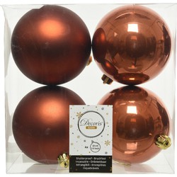 Decoris Kerstballen - 4x st - terra bruin - D10 cm - kunststof - Kerstbal