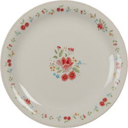 Clayre & Eef Ontbijtbord  Ø 20 cm Beige Roze Keramiek Rond Rozen Bord