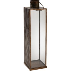 PTMD Erisha Rechthoekige Lantaarn - 52x15x15 cm - Metaal/Glas - Zwart