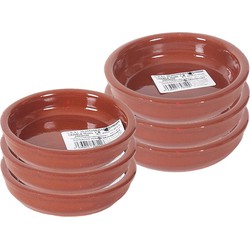 6x Terracotta tapas bakjes/schaaltjes 12 cm en 10 cm - Snack en tapasschalen