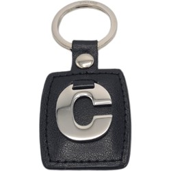 Sleutelhanger - Zilver/Zwart - Letter C - Leer - Metaal